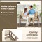 Costway Indonesia Teak Wood Garden Bench 2-Person Bench with Armrests Natural Rattan Backrest & Seat